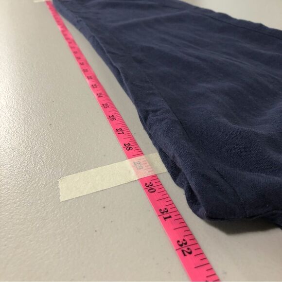 Roxy Pants Womens Large Linen Blend Navy Blue Pull On Elastic Drawstring Beach - Picture 9 of 13